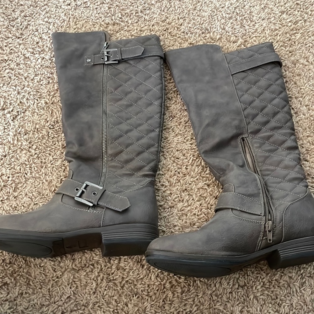Tall grey boots